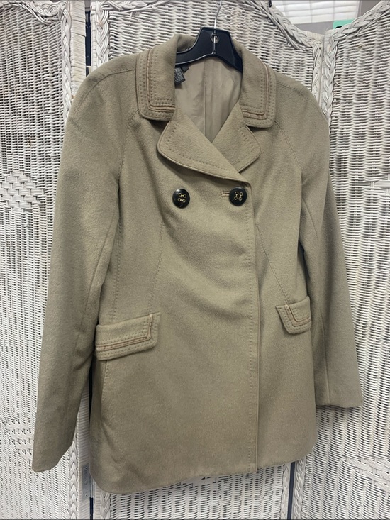 Per Se Jackets & Blazers - Per Se wool/cashmere taupe Double-Breasted Peacoat